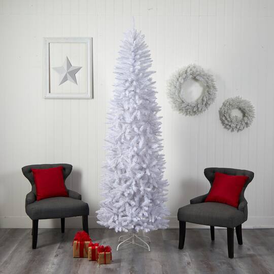 8ft. Unlit Slim White Artificial Christmas Tree
